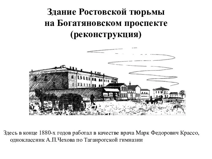 Здание Ростовской тюрьмы на Богатяновском проспекте (реконструкция) Здесь в конце 1880-х