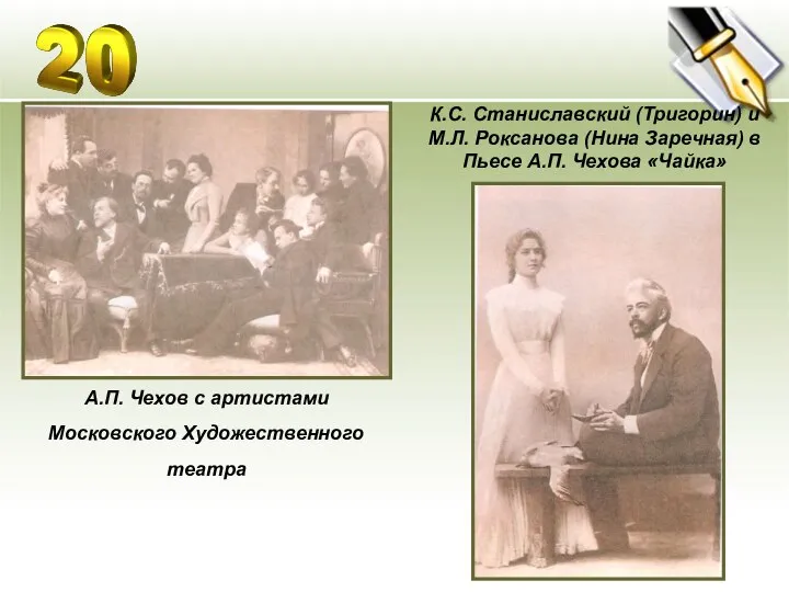 А.П. Чехов с артистами Московского Художественного театра К.С. Станиславский (Тригорин) и