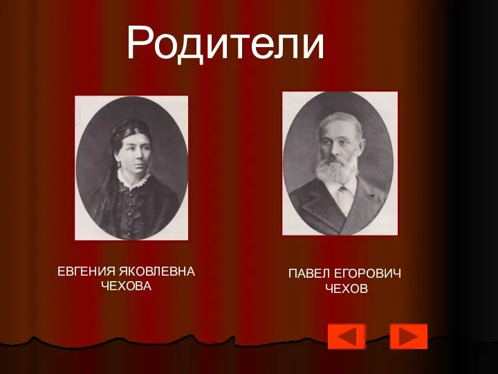 ЕВГЕНИЯ ЯКОВЛЕВНА ЧЕХОВА ПАВЕЛ ЕГОРОВИЧ ЧЕХОВ Родители