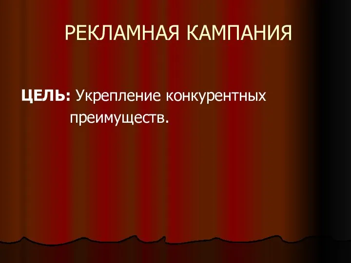 РЕКЛАМНАЯ КАМПАНИЯ ЦЕЛЬ: Укрепление конкурентных преимуществ.