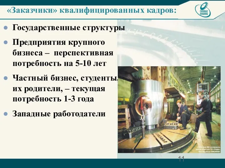 «Заказчики» квалифицированных кадров: Государственные структуры Предприятия крупного бизнеса – перспективная потребность