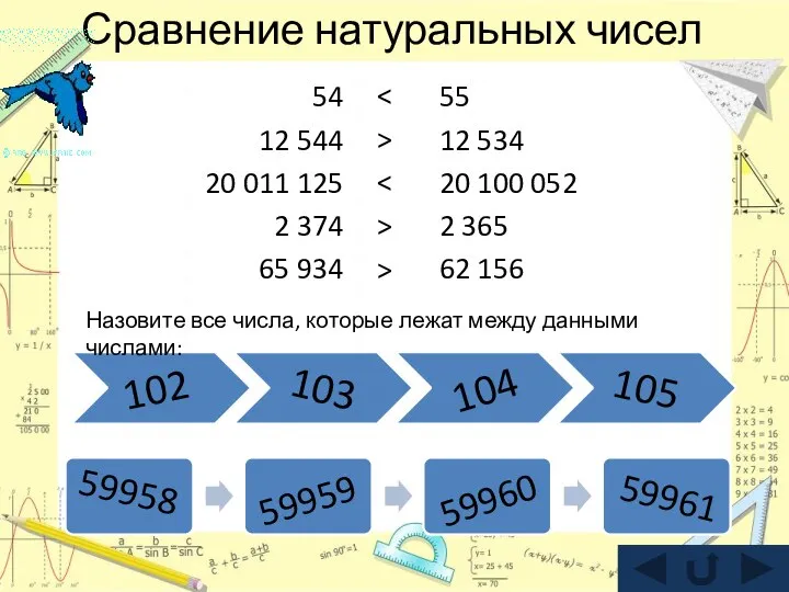 Сравнение натуральных чисел 54 12 544 20 011 125 2 374