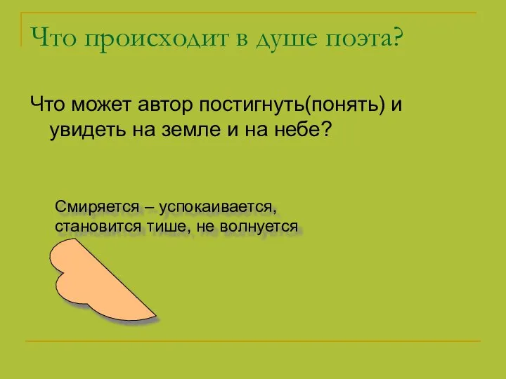 Что происходит в душе поэта? Что может автор постигнуть(понять) и увидеть