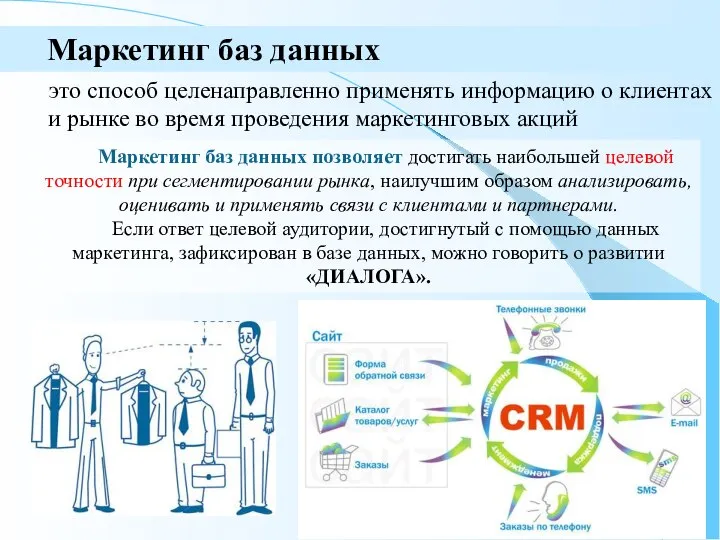 Маркетинг баз данных это способ целенаправленно применять информацию о клиентах и