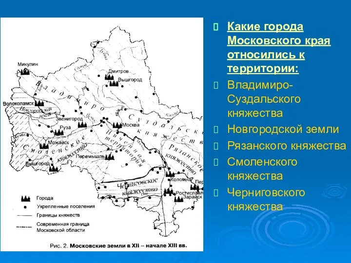 Какие города Московского края относились к территории: Владимиро-Суздальского княжества Новгородской земли