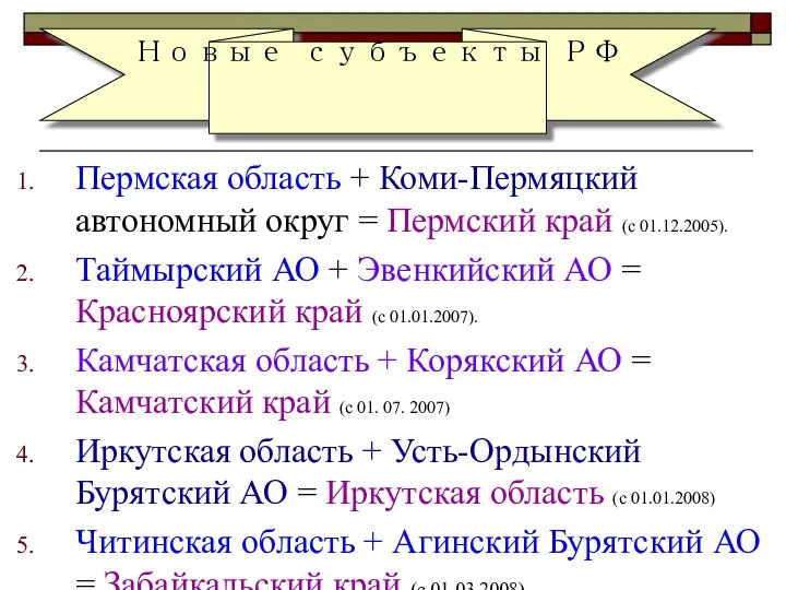Пермская область + Коми-Пермяцкий автономный округ = Пермский край (с 01.12.2005).