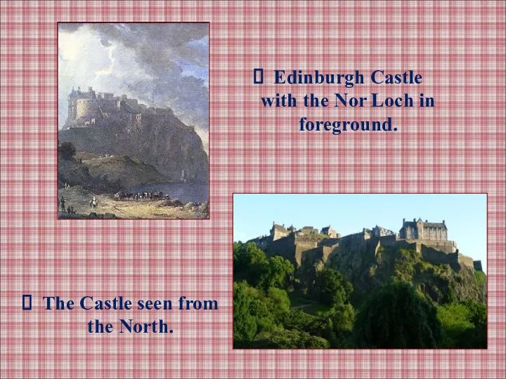 Edinburgh Castle with the Nor Loch in foreground. The Castle seen from the North.