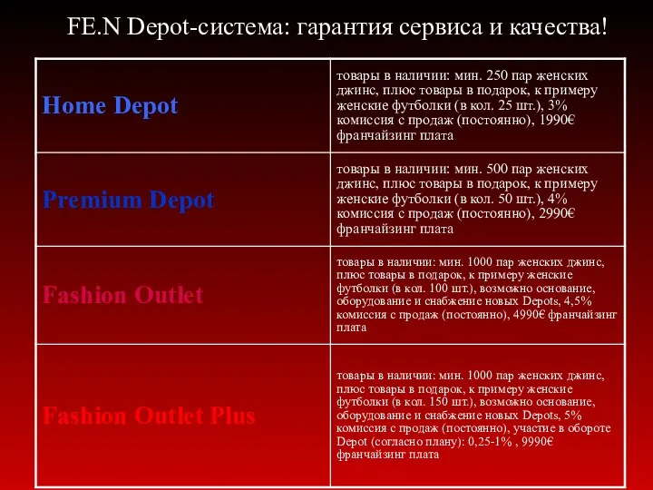 FE.N Depot-система: гарантия сервиса и качества!