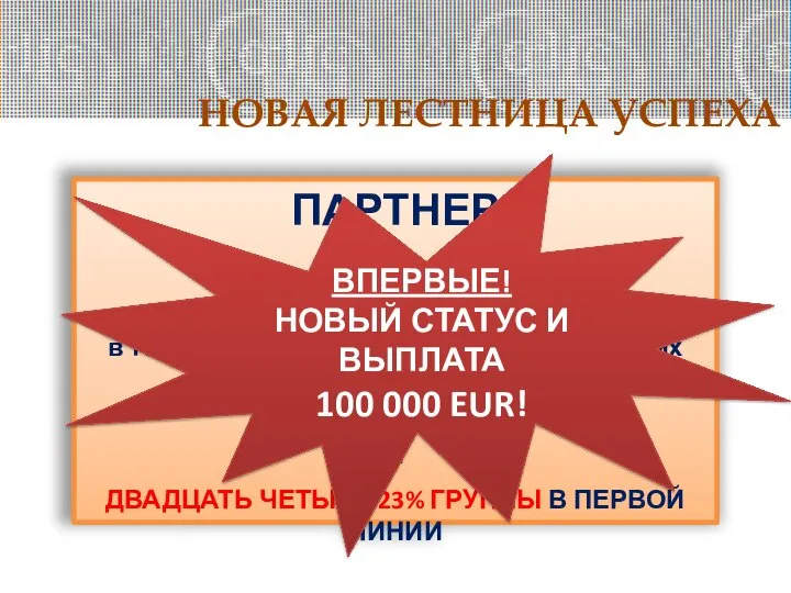 НОВАЯ ЛЕСТНИЦА УСПЕХА ПАРТНЕР УСЛОВИЕ КВАЛИФИКАЦИИ в течение любых 6 месяцев