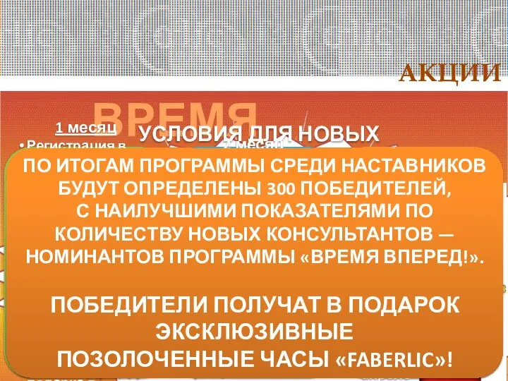 АКЦИИ ВРЕМЯ ВПЕРЕД! КАЖДЫЙ КОНСУЛЬТАНТ МОЖЕТ ПОЛУЧИТЬ В ПОДАРОК ФИРМЕННЫЕ НАРУЧНЫЕ