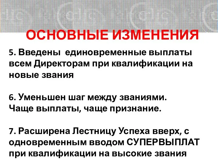 ОСНОВНЫЕ ИЗМЕНЕНИЯ 5. Введены единовременные выплаты всем Директорам при квалификации на