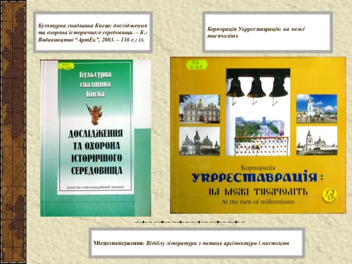 Культурна спадщина Києва: дослідження та охорона історичного середовища. – К.: Видавництво