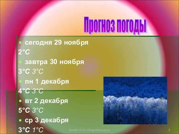 сегодня 29 ноября 2°C завтра 30 ноября 3°C 3°C пн 1