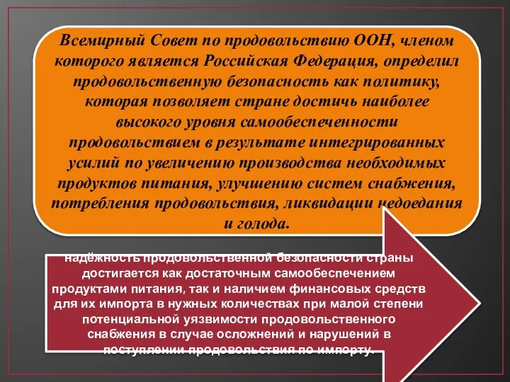 Всемирный Совет по продовольствию ООН, членом которого является Российская Федерация, определил