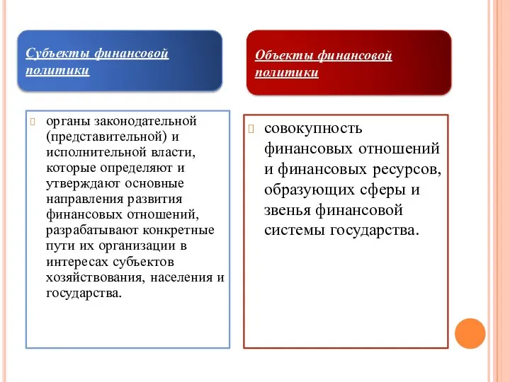 органы законодательной (представительной) и исполнительной власти, которые определяют и утверждают основные