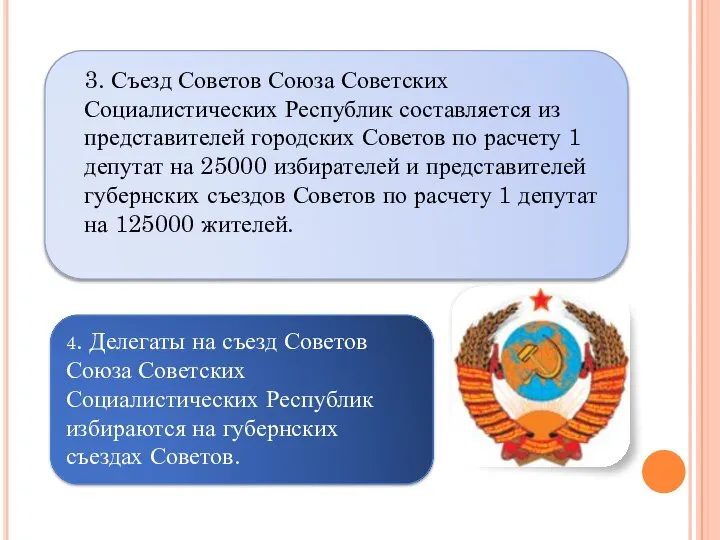 3. Съезд Советов Союза Советских Социалистических Республик составляется из представителей городских