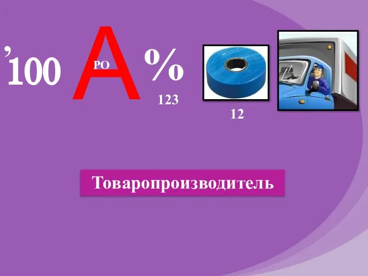 100 , А РО 12 % 123 Товаропроизводитель