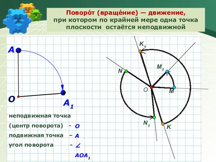 Поворо́т (враще́ние) — движение, при котором по крайней мере одна точка