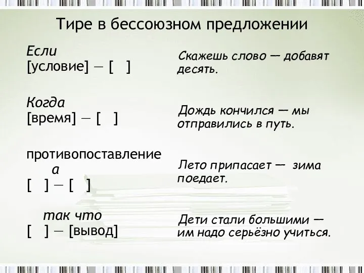 Тире в бессоюзном предложении Если [условие] ― [ ] Когда [время]