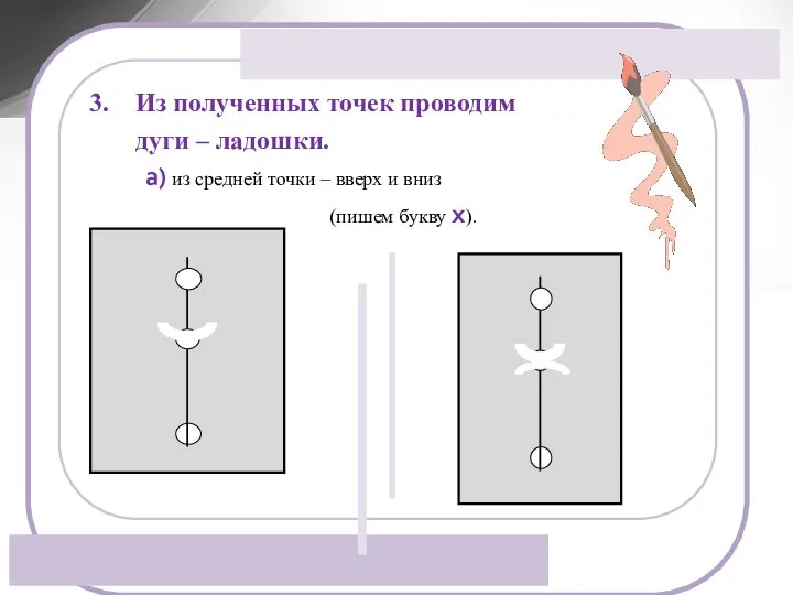 3. Из полученных точек проводим дуги – ладошки. из средней точки