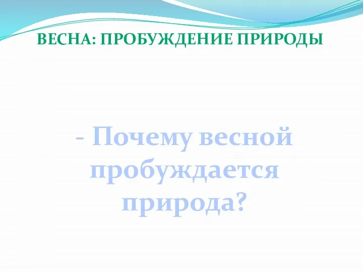 Весна: пробуждение природы - Почему весной пробуждается природа?