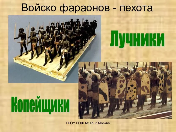 Войско фараонов - пехота Лучники Копейщики ГБОУ СОШ № 45, г. Москва