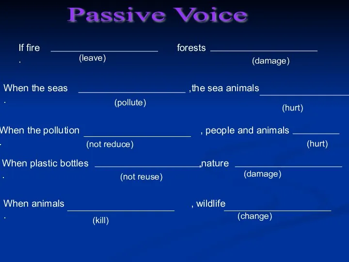 If fire forests . (leave) (damage) Passive Voice When the seas