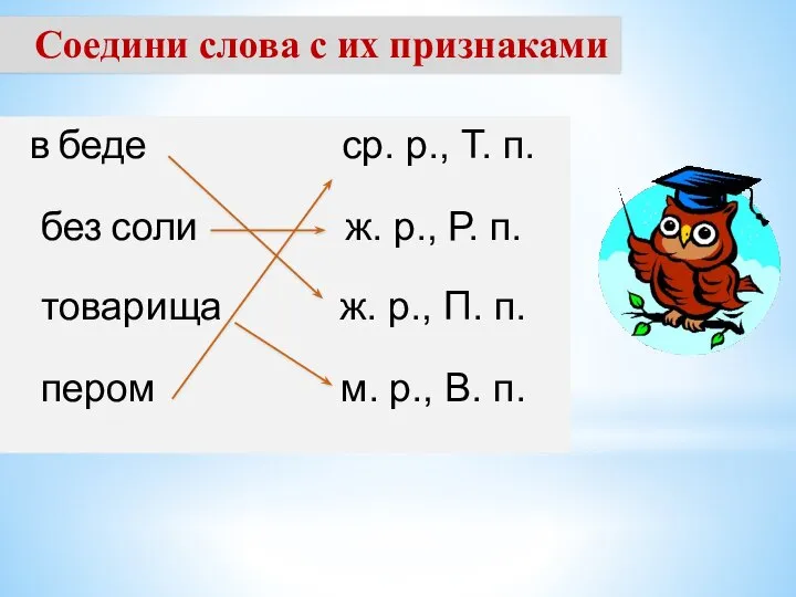 Соедини слова с их признаками