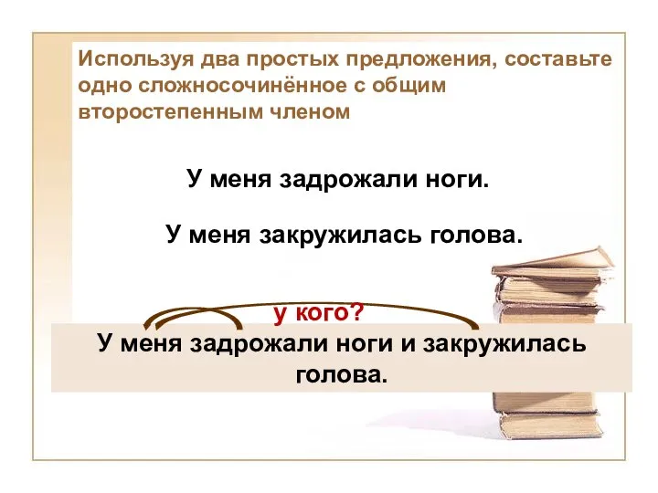 У меня задрожали ноги. У меня закружилась голова. У меня задрожали