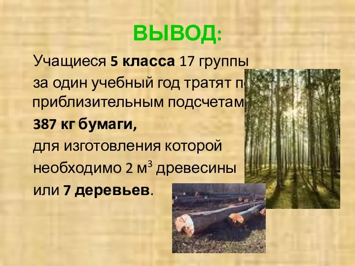 ВЫВОД: Учащиеся 5 класса 17 группы за один учебный год тратят