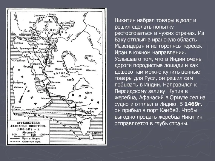 Никитин набрал товары в долг и решил сделать попытку расторговаться в