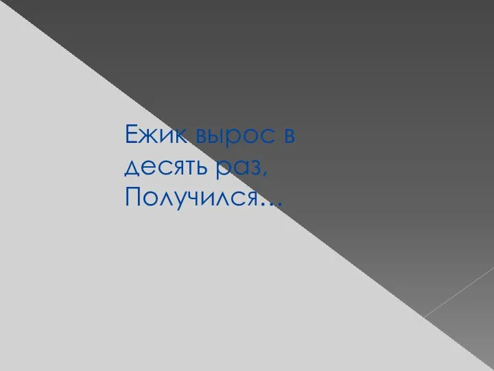 Ежик вырос в десять раз, Получился…