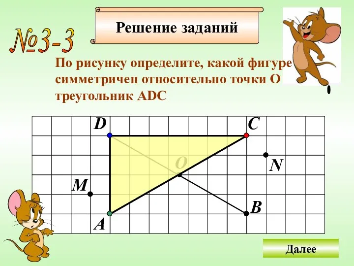 Решение заданий №3-3 По рисунку определите, какой фигуре cимметричен относительно точки