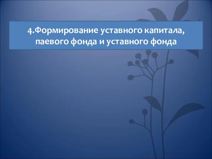 4.Формирование уставного капитала, паевого фонда и уставного фонда