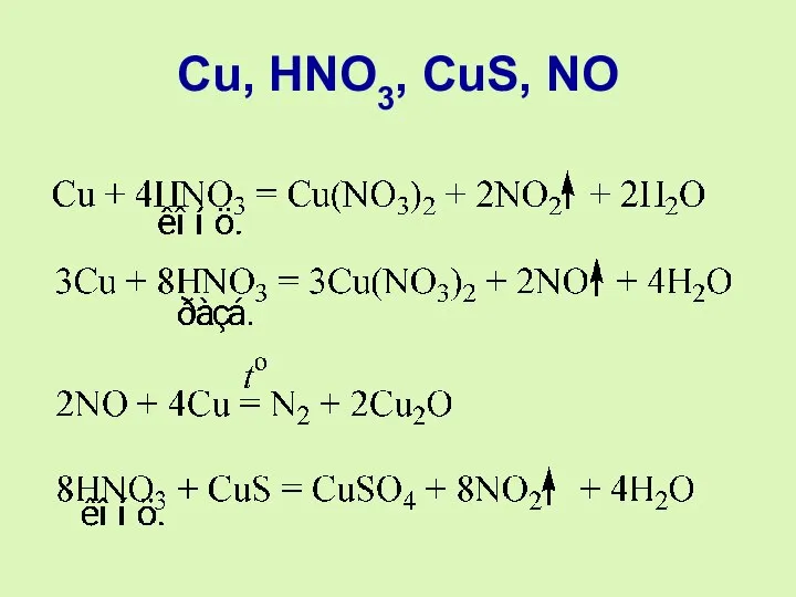 Cu, HNO3, CuS, NO