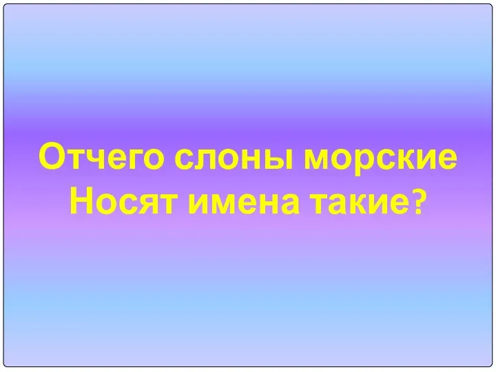 Отчего слоны морские Носят имена такие?