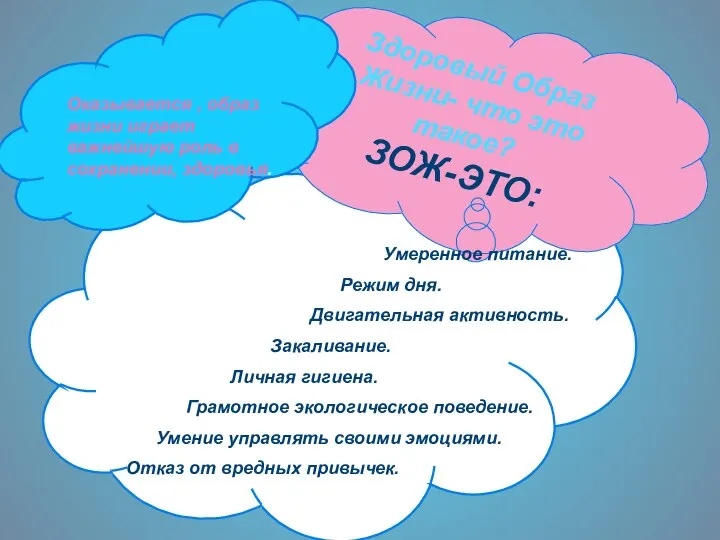 Здоровый Образ Жизни- что это такое? ЗОЖ-ЭТО: Умеренное питание. Режим дня.