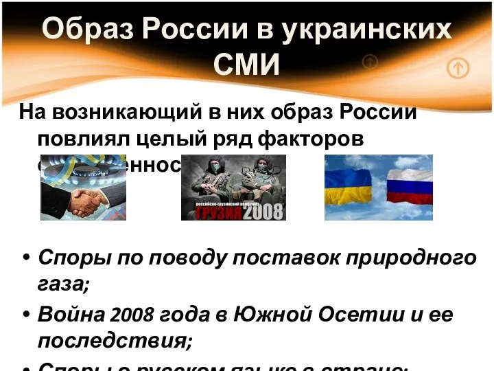 Образ России в украинских СМИ На возникающий в них образ России