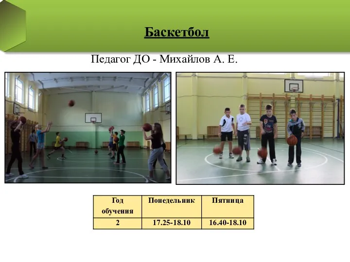 Баскетбол Педагог ДО - Михайлов А. Е.