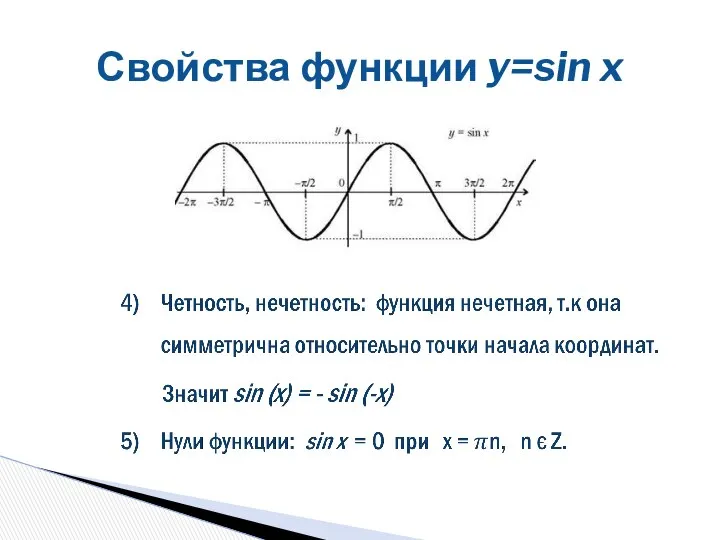 Свойства функции y=sin x