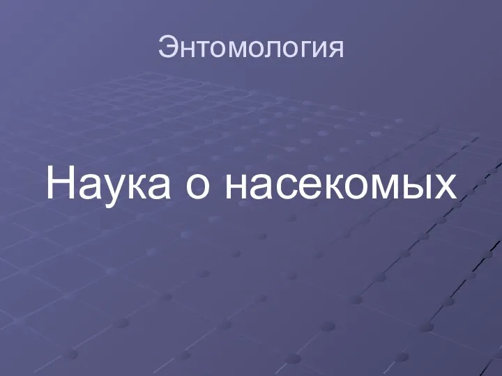 Энтомология Наука о насекомых