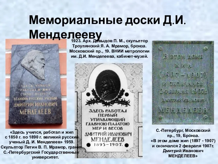 С.-Петербург, Московский пр., 19, Бронза. «В этом доме жил (1897 -