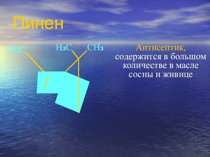 Пинен Антисептик, содержится в большом количестве в масле сосны и живице