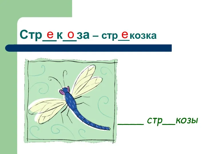 Стр__к__за – стр__козка ____ стр__козы о е е