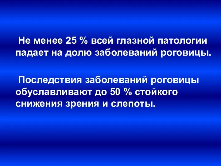 Не менее 25 % всей глазной патологии падает на долю заболеваний