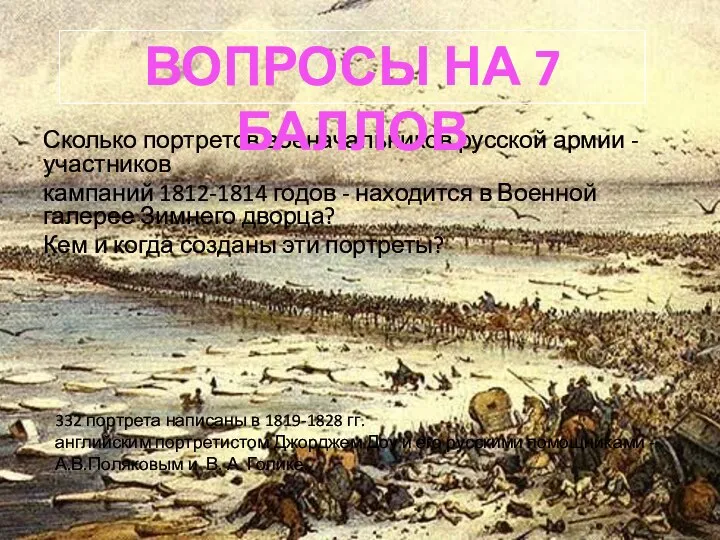 Сколько портретов военачальников русской армии - участников кампаний 1812-1814 годов -
