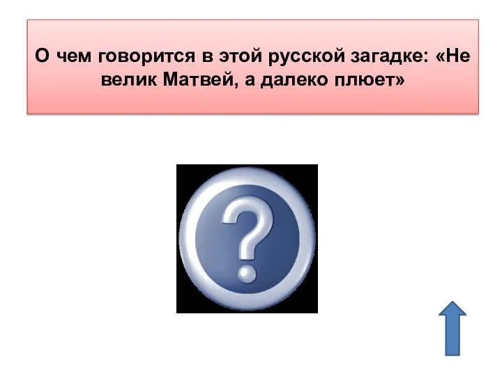 О чем говорится в этой русской загадке: «Не велик Матвей, а далеко плюет» Ружье