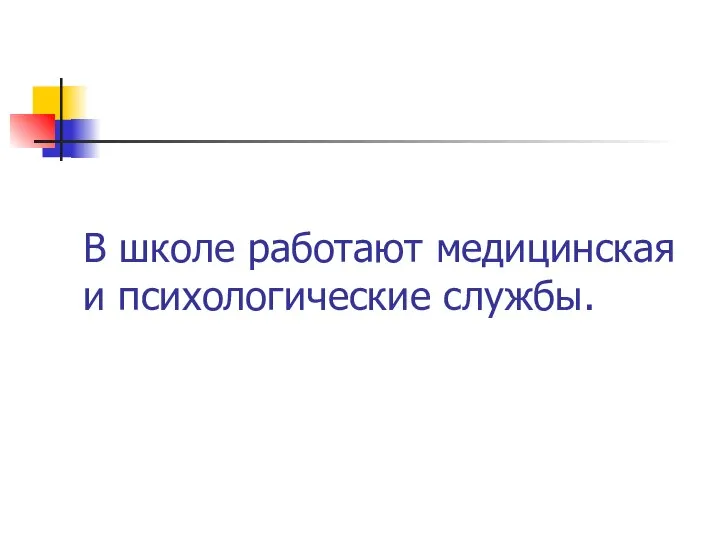 В школе работают медицинская и психологические службы.