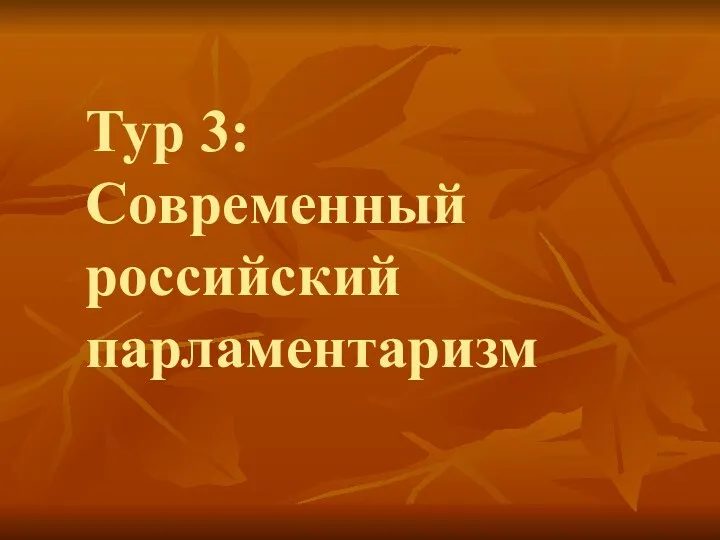 Тур 3: Современный российский парламентаризм