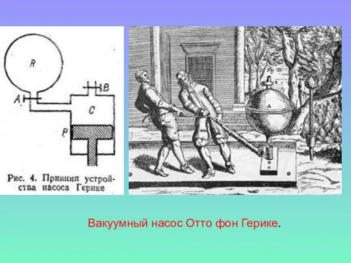 Вакуумный насос Отто фон Герике.